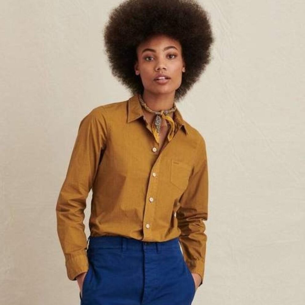 Alex Mill Bobby Paper Cotton Shirt in Gold Clay Size XL NWT